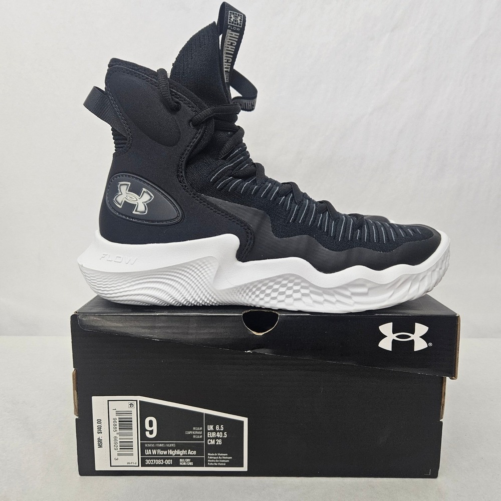 Under Armour‎ Flow Highlight Ace Volleyball Shoes 3027083-001 Black Womens Sz 9